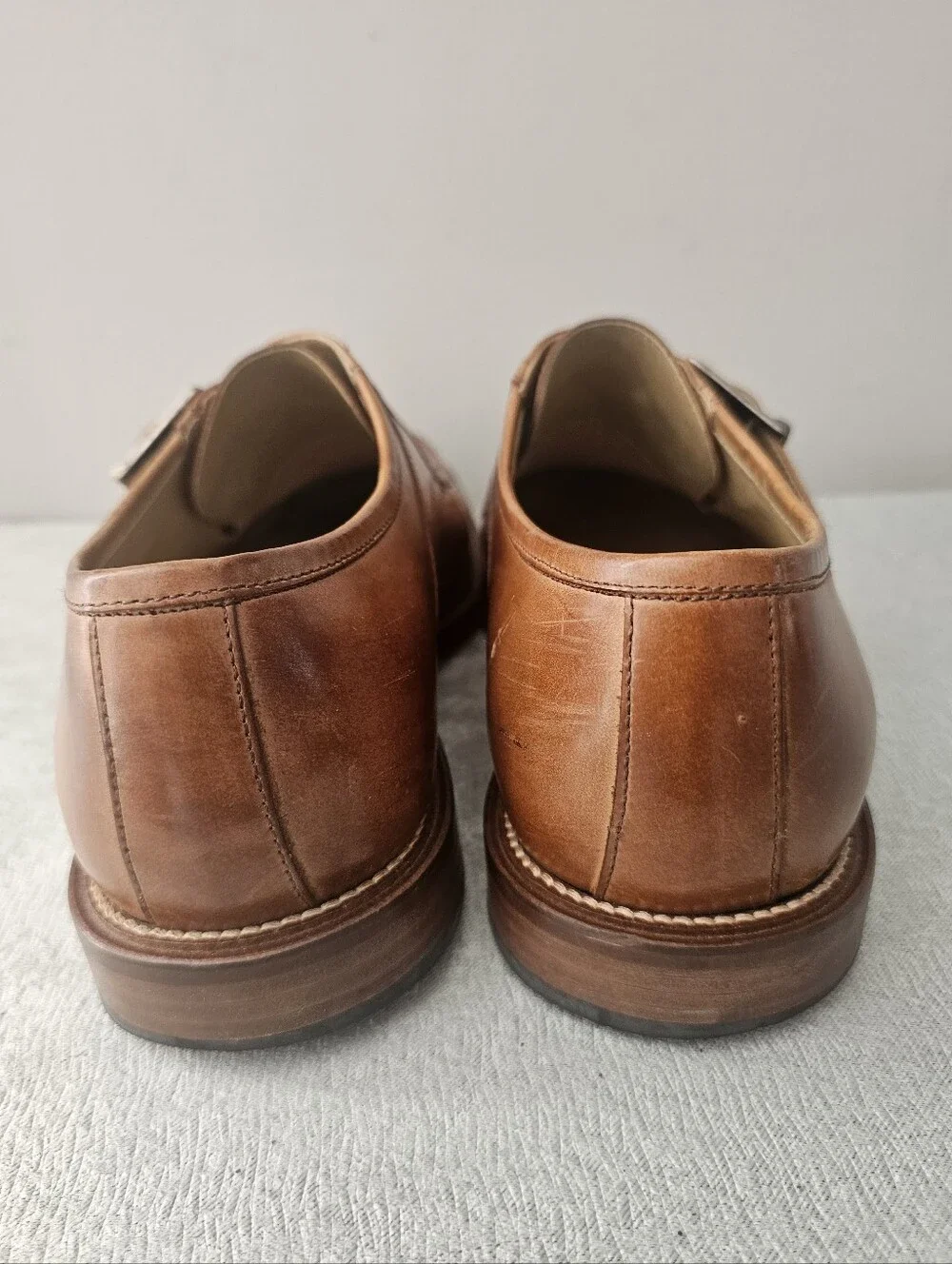 STACY ADAMS Mens Tan  Monk Strap Leather Dress Shoes
